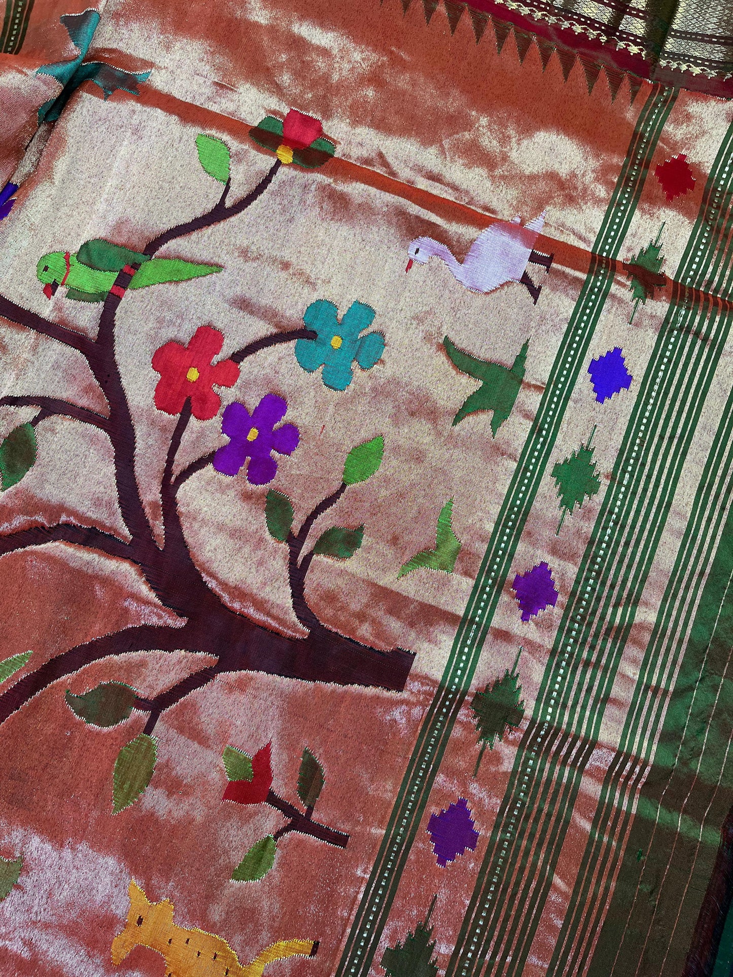 GREEN SILK PURE HANDLOOM PAITHANI SAREE