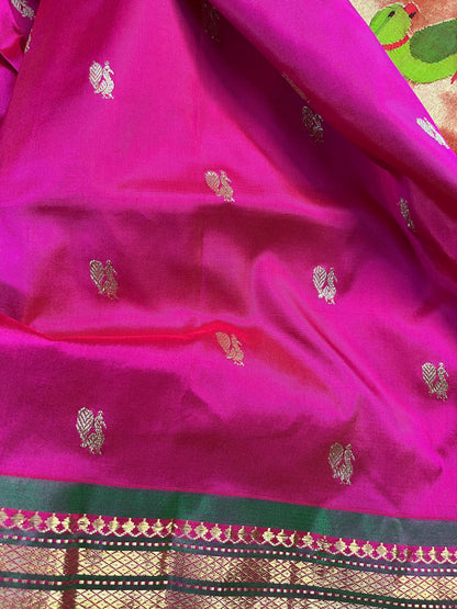 PINK SILK PURE HANDLOOM PAITHANI SAREE