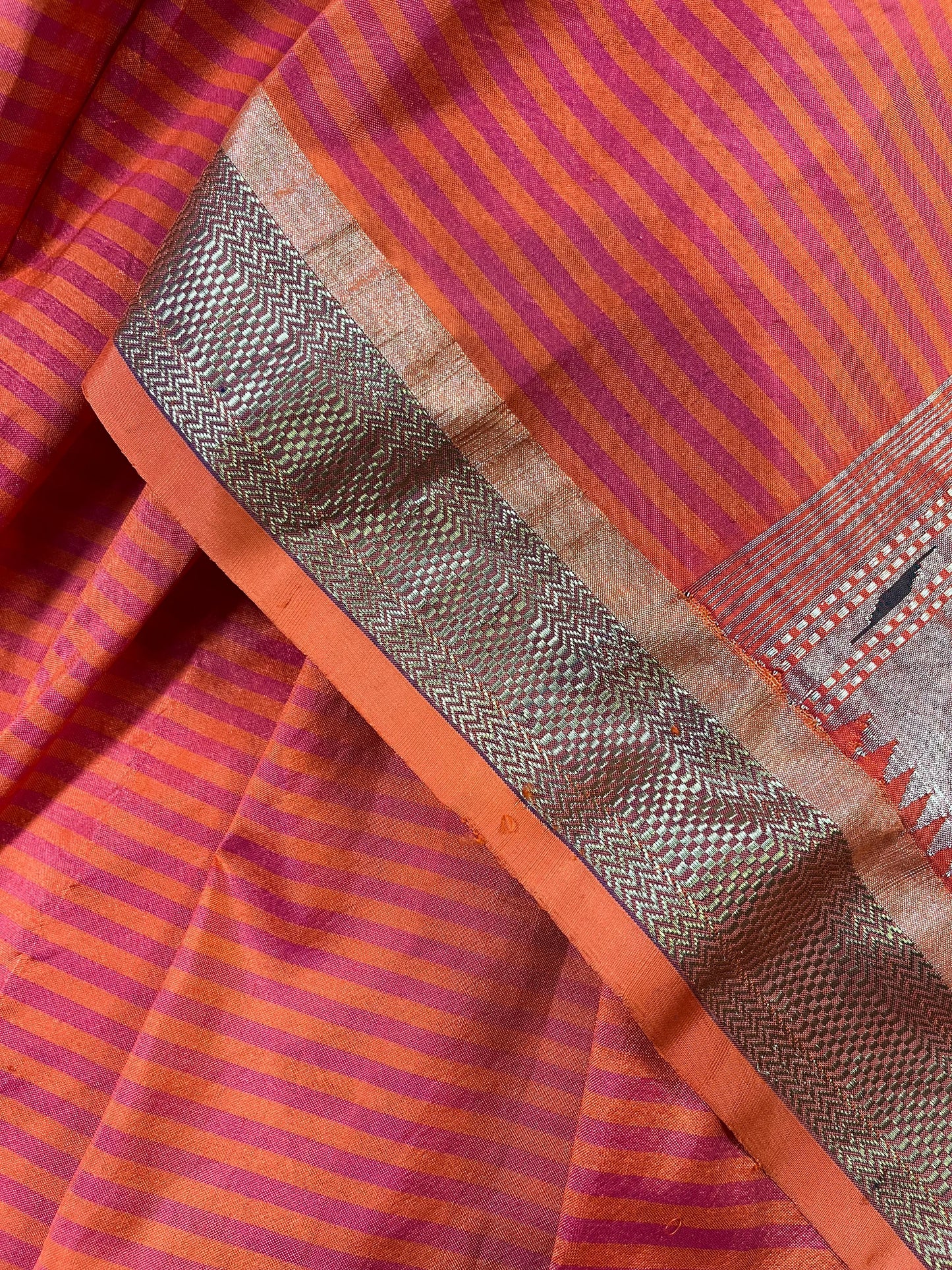 ORANGE SILK PURE HANDLOOM PAITHANI SAREE