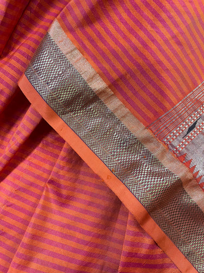 ORANGE SILK PURE HANDLOOM PAITHANI SAREE