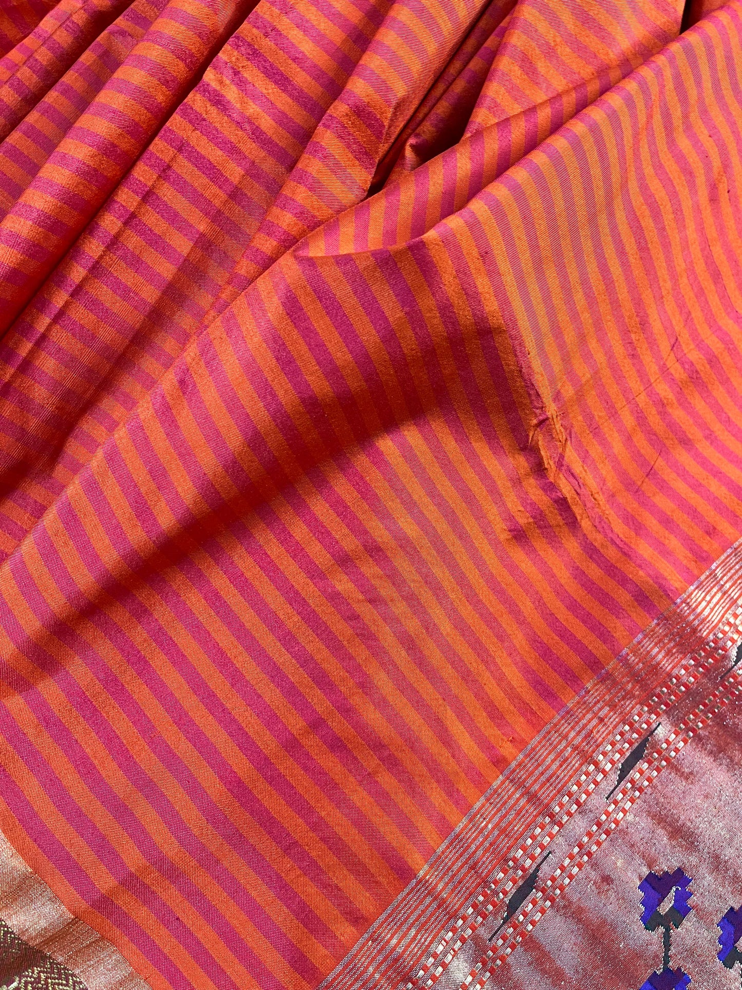 ORANGE SILK PURE HANDLOOM PAITHANI SAREE