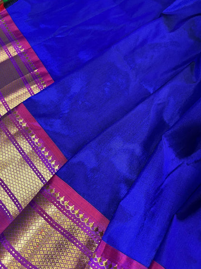 BLUE SILK PURE HANDLOOM PAITHANI SAREE
