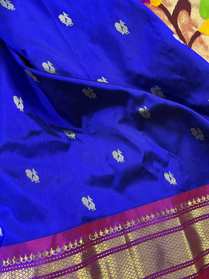 BLUE SILK PURE HANDLOOM PAITHANI SAREE