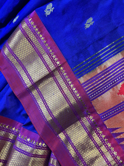 BLUE SILK PURE HANDLOOM PAITHANI SAREE