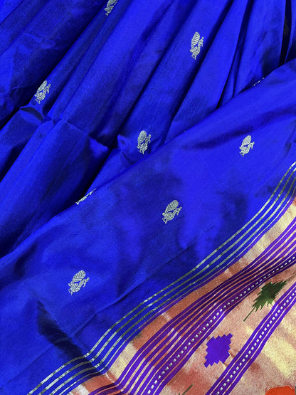 BLUE SILK PURE HANDLOOM PAITHANI SAREE