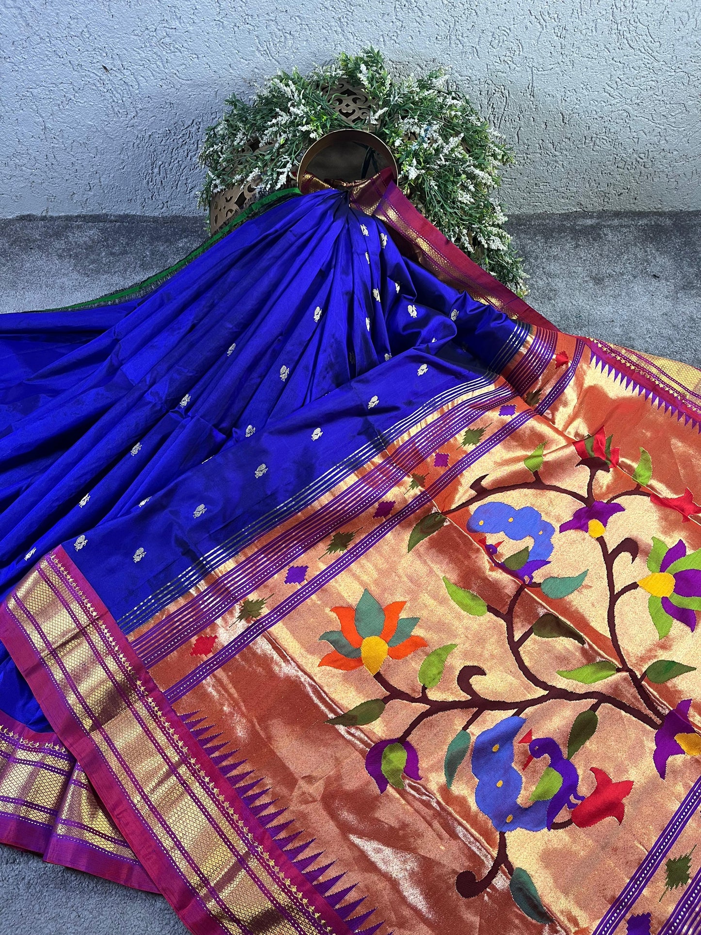 BLUE SILK PURE HANDLOOM PAITHANI SAREE