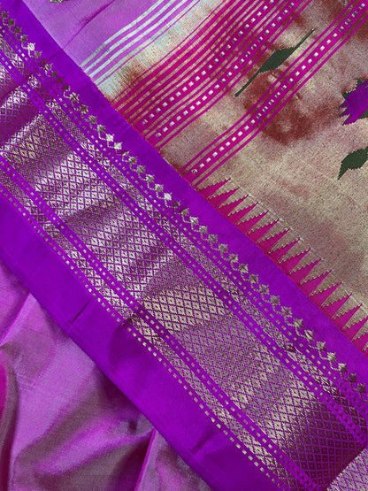 PINK SILK PURE HANDLOOM PAITHANI SAREE