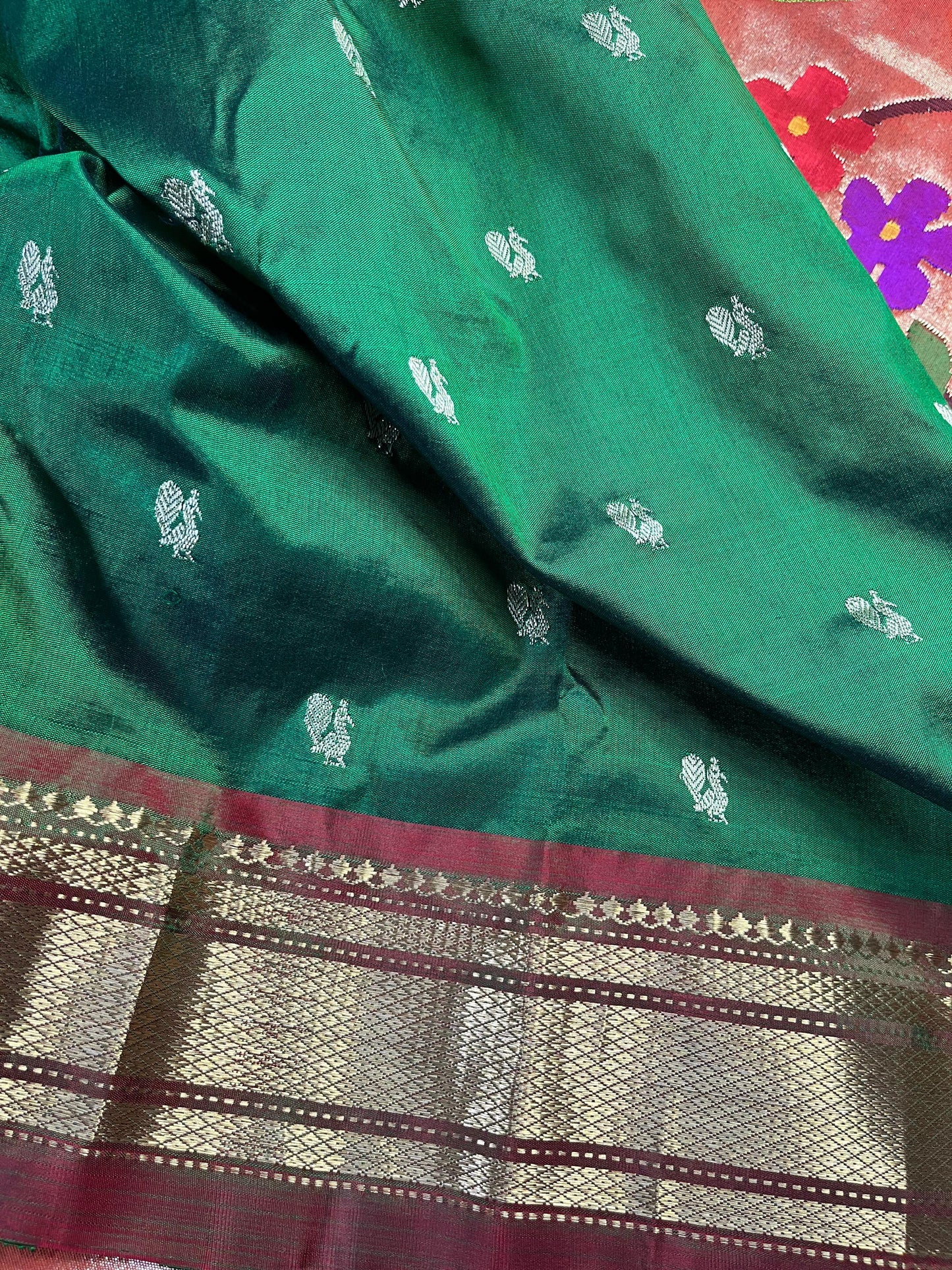 GREEN SILK PURE HANDLOOM PAITHANI SAREE