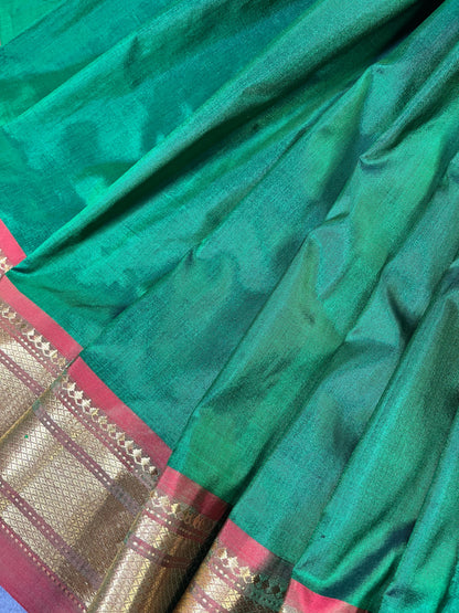 GREEN SILK PURE HANDLOOM PAITHANI SAREE