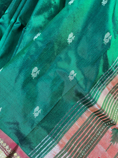 GREEN SILK PURE HANDLOOM PAITHANI SAREE