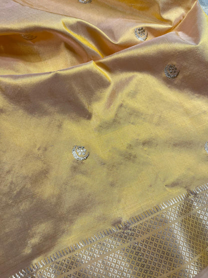 PASTEL ORANGE SILK PURE HANDLOOM PAITHANI SAREE