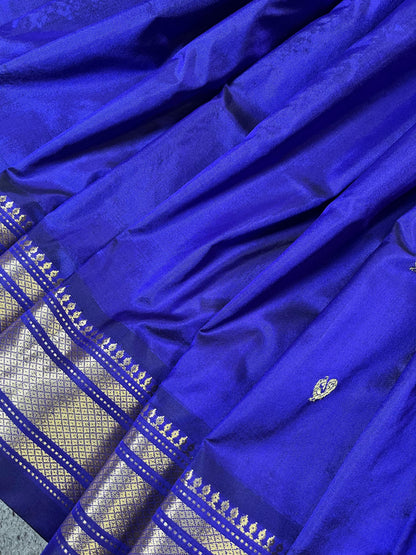 AZURE BLUE SILK PURE HANDLOOM PAITHANI SAREE