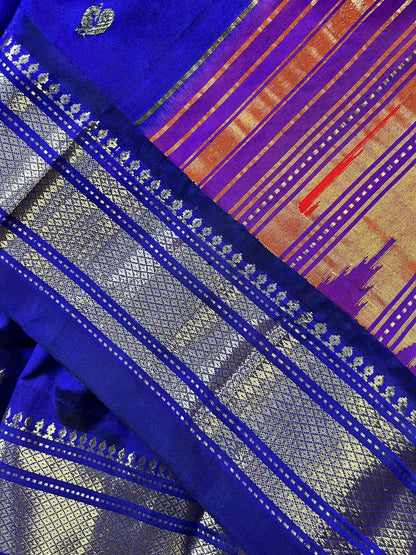 AZURE BLUE SILK PURE HANDLOOM PAITHANI SAREE