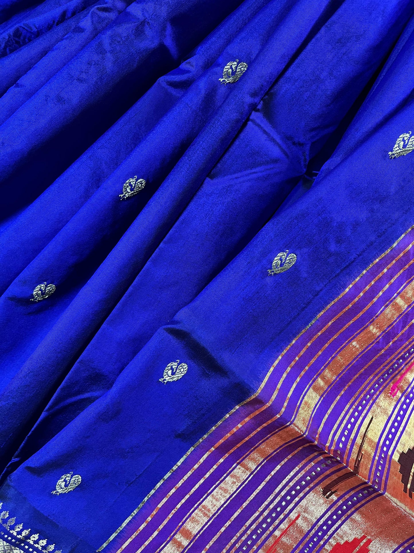 AZURE BLUE SILK PURE HANDLOOM PAITHANI SAREE