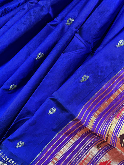 AZURE BLUE SILK PURE HANDLOOM PAITHANI SAREE