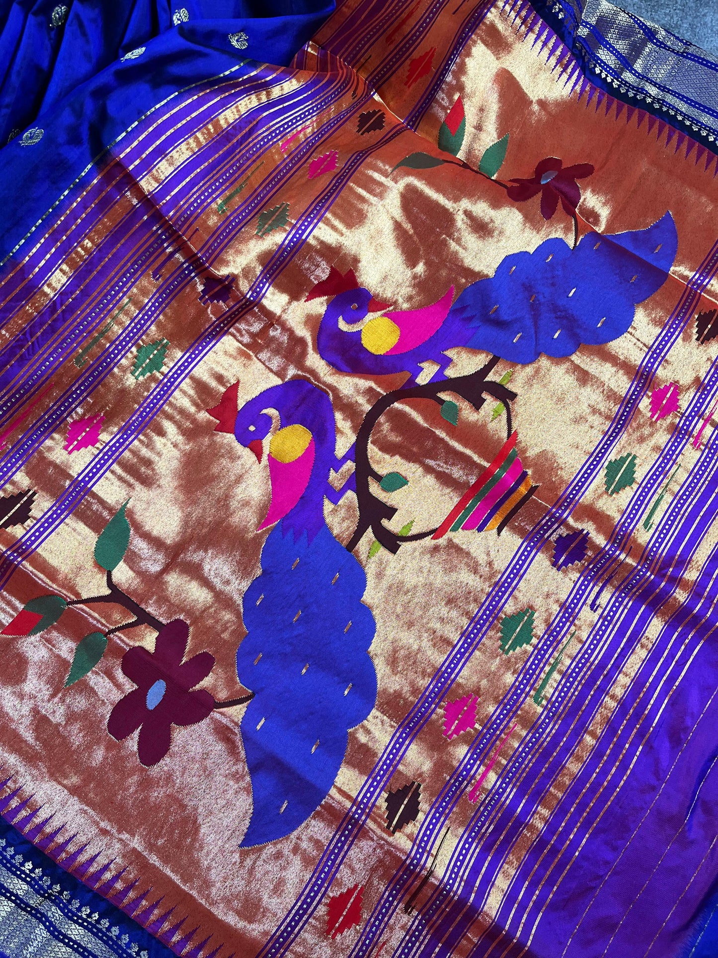 AZURE BLUE SILK PURE HANDLOOM PAITHANI SAREE