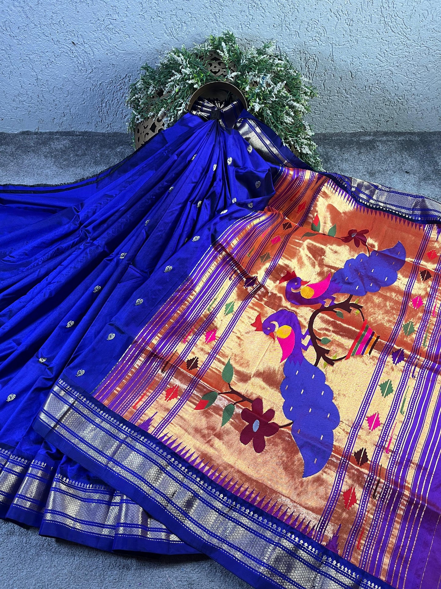 AZURE BLUE SILK PURE HANDLOOM PAITHANI SAREE