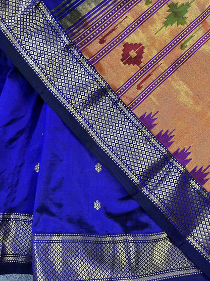 AZURE BLUE SILK PURE HANDLOOM PAITHANI SAREE