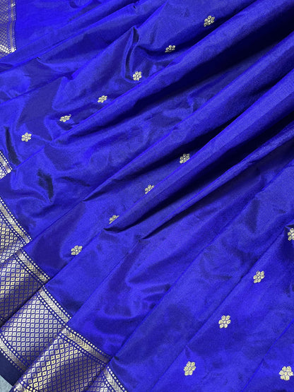 AZURE BLUE SILK PURE HANDLOOM PAITHANI SAREE