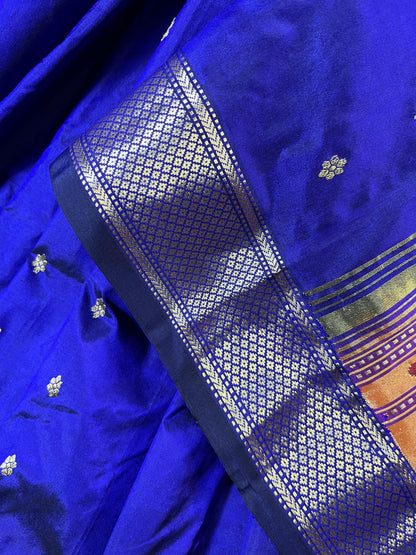 AZURE BLUE SILK PURE HANDLOOM PAITHANI SAREE