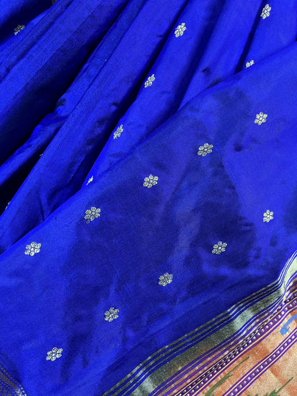 AZURE BLUE SILK PURE HANDLOOM PAITHANI SAREE