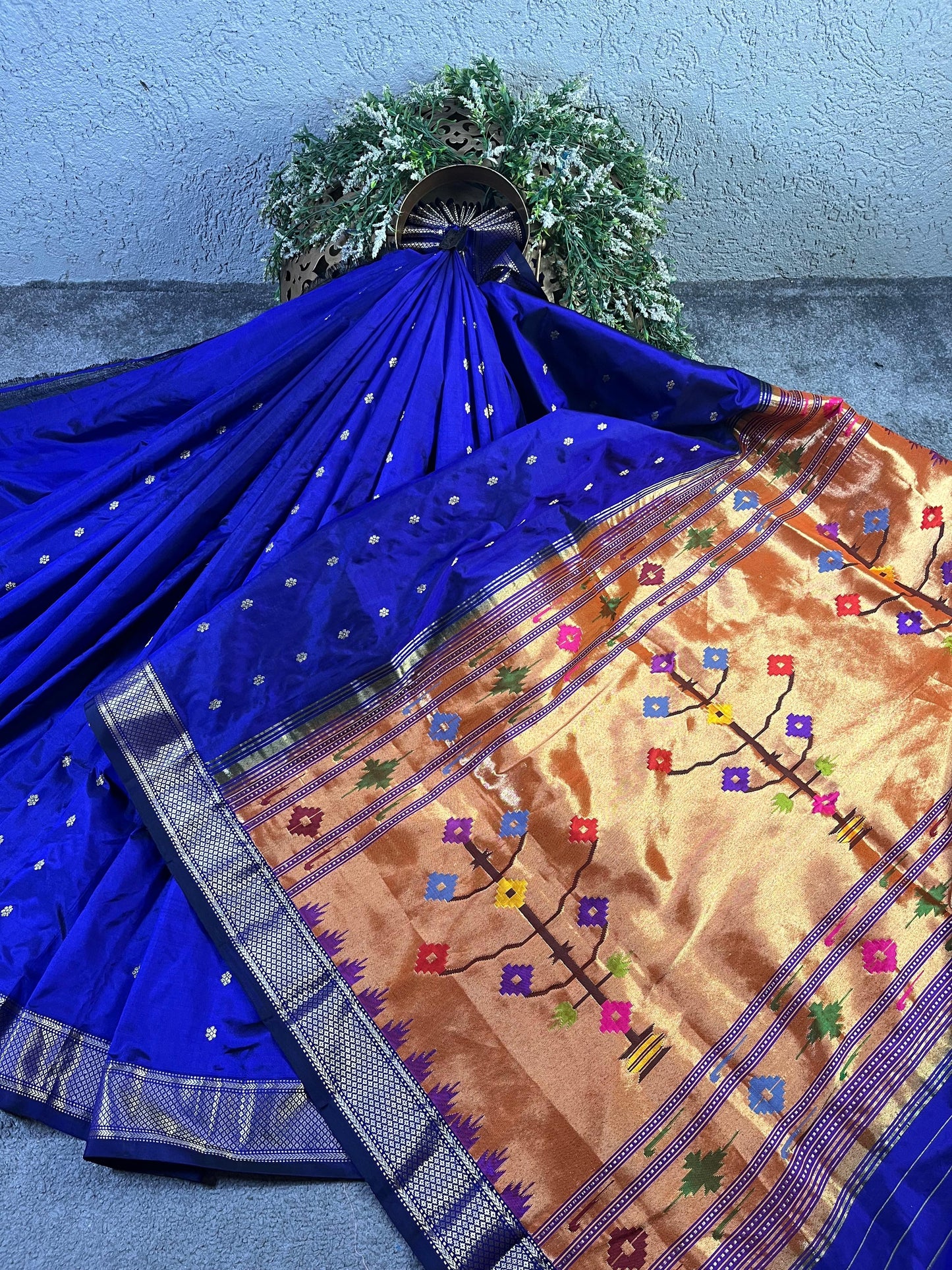 AZURE BLUE SILK PURE HANDLOOM PAITHANI SAREE