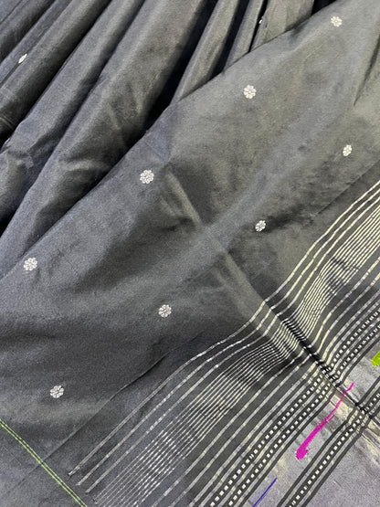 BLACK SILK PURE HANDLOOM PAITHANI SAREE