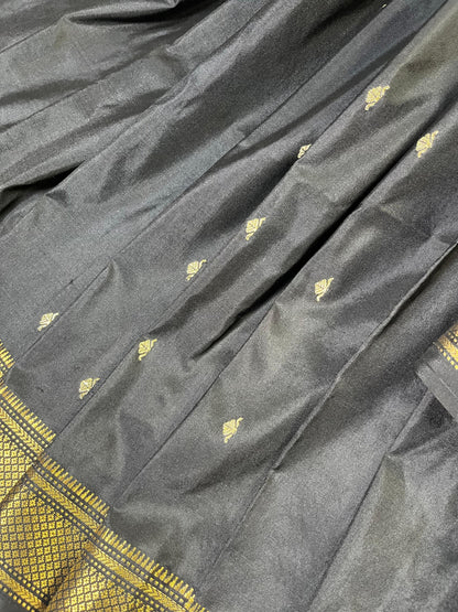 BLACK SILK PURE HANDLOOM PAITHANI SAREE