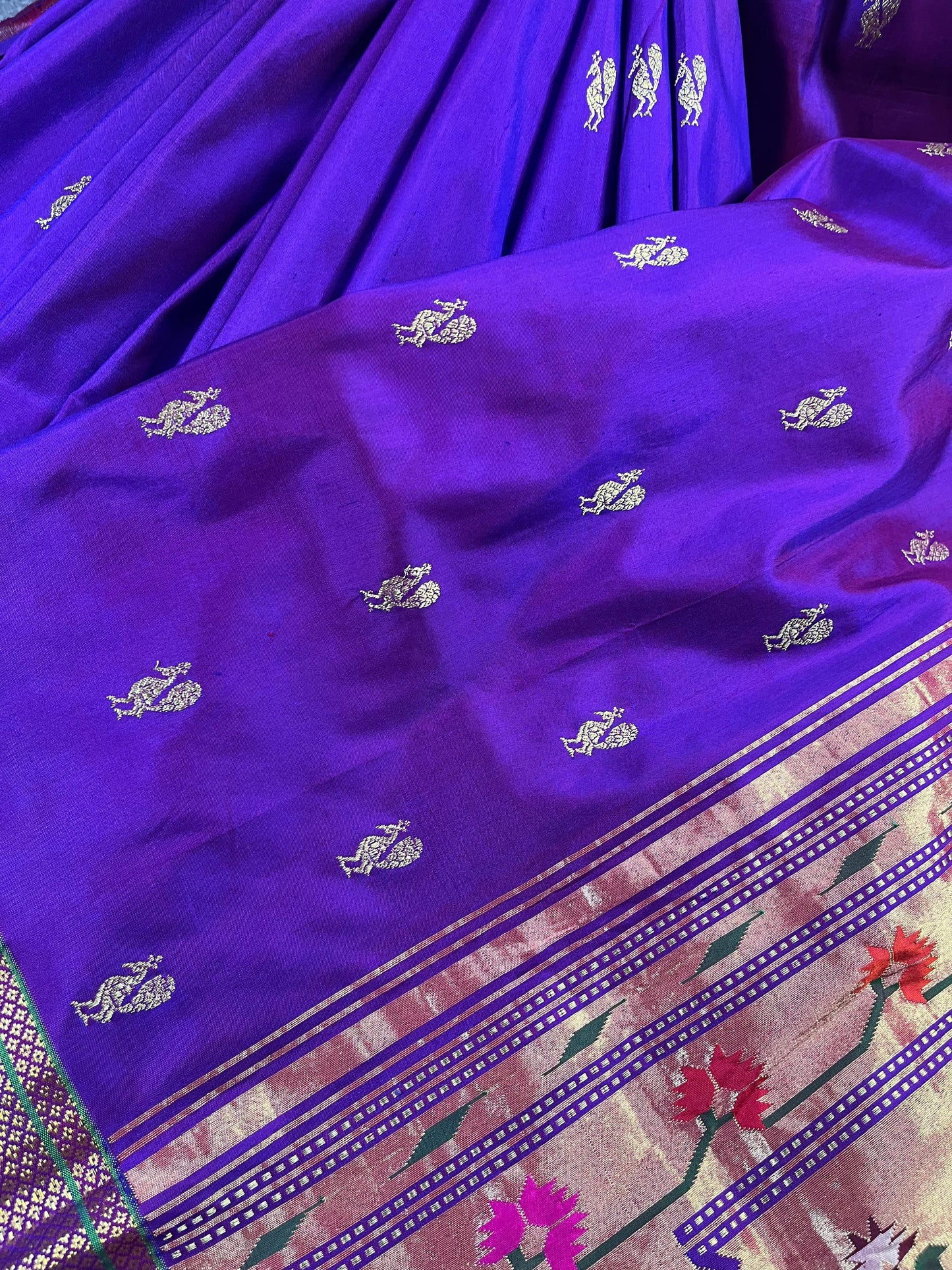 PURPLE SILK PURE HANDLOOM PAITHANI SAREE