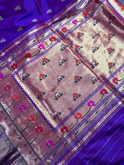 PURPLE SILK PURE HANDLOOM PAITHANI SAREE