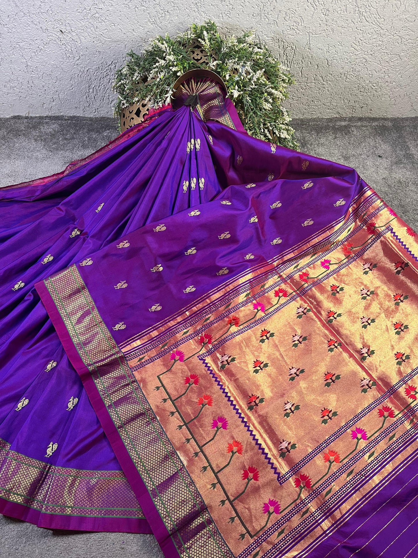 PURPLE SILK PURE HANDLOOM PAITHANI SAREE