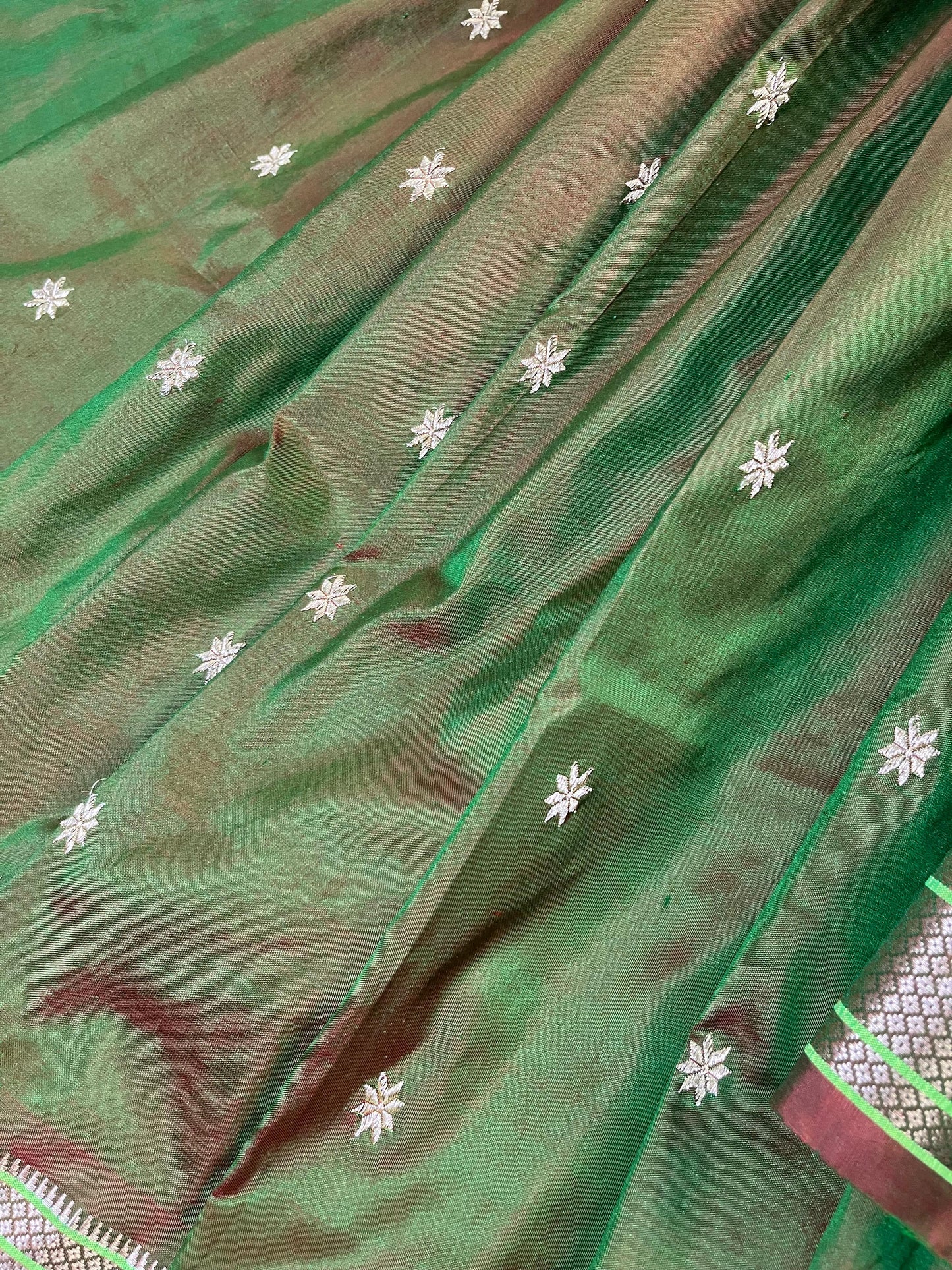 MEHENDI GREEN SILK PURE HANDLOOM PAITHANI SAREE