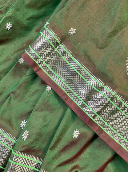 MEHENDI GREEN SILK PURE HANDLOOM PAITHANI SAREE