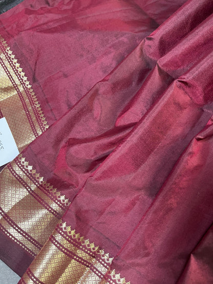 DARK MAROON SILK PURE HANDLOOM PAITHANI SAREE