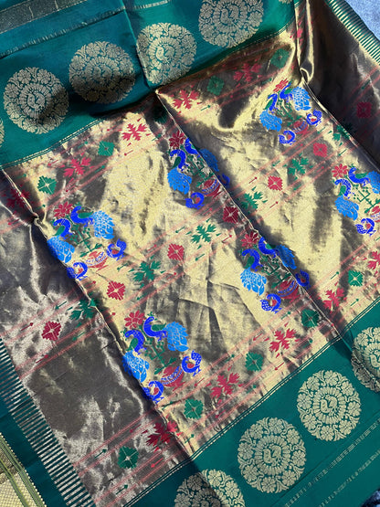 GREEN SILK PURE HANDLOOM PAITHANI SAREE