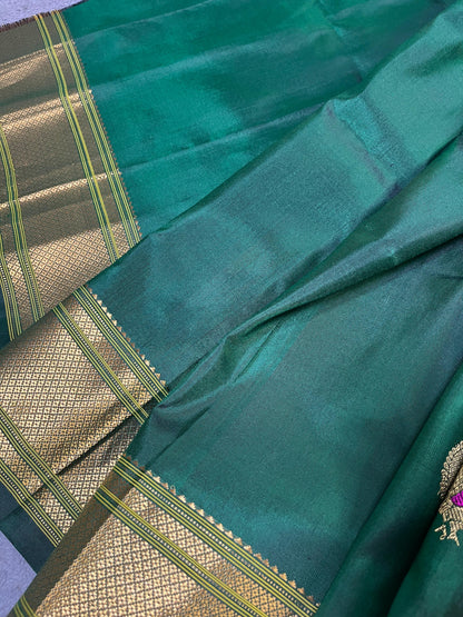 GREEN SILK PURE HANDLOOM PAITHANI SAREE