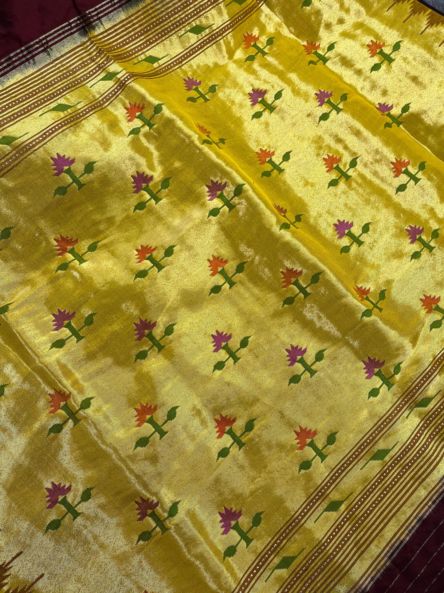 DARK MAROON SILK PURE HANDLOOM PAITHANI SAREE