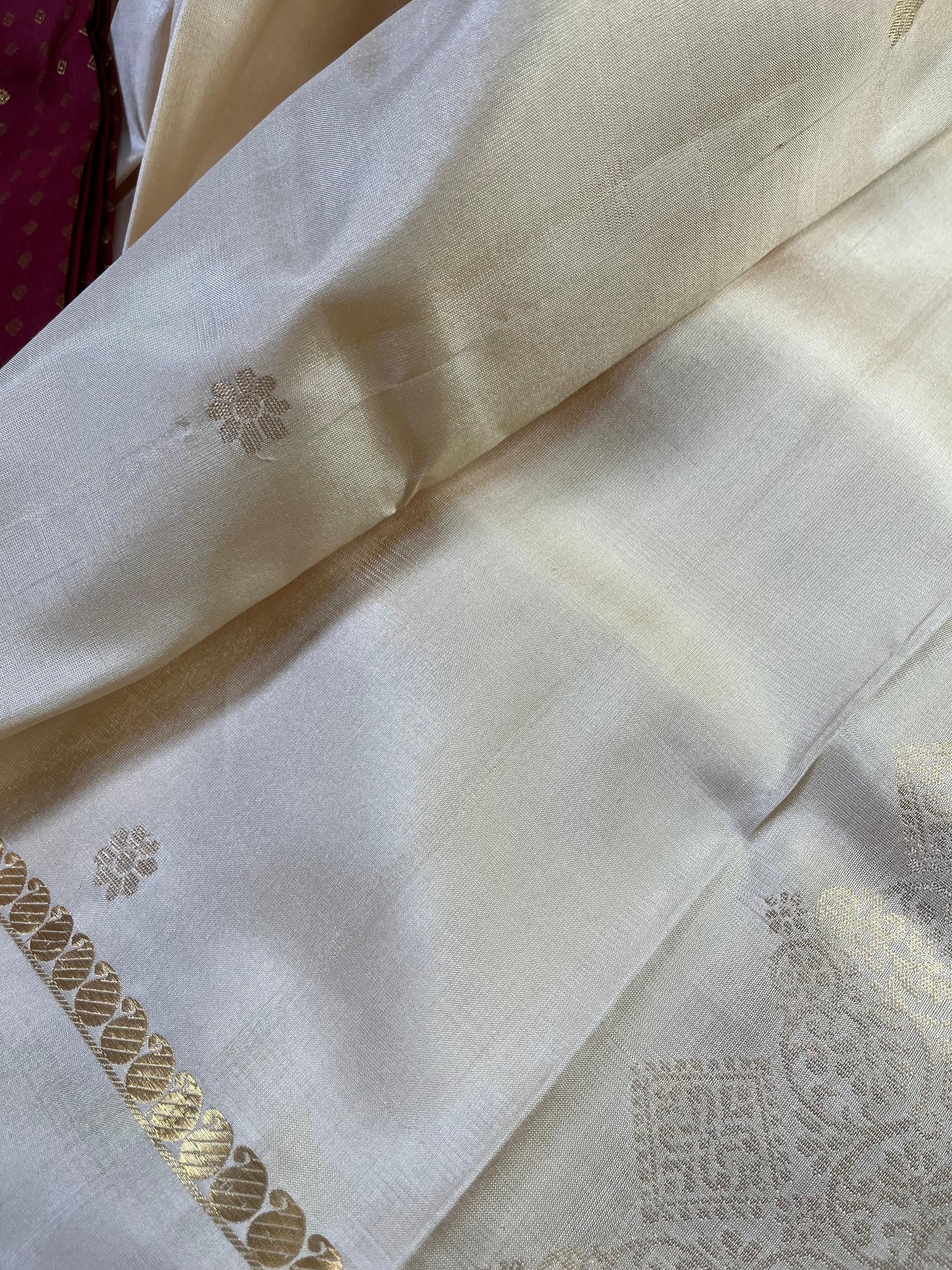 IVORY SILK PURE HANDLOOM KANJIVARAM SAREE