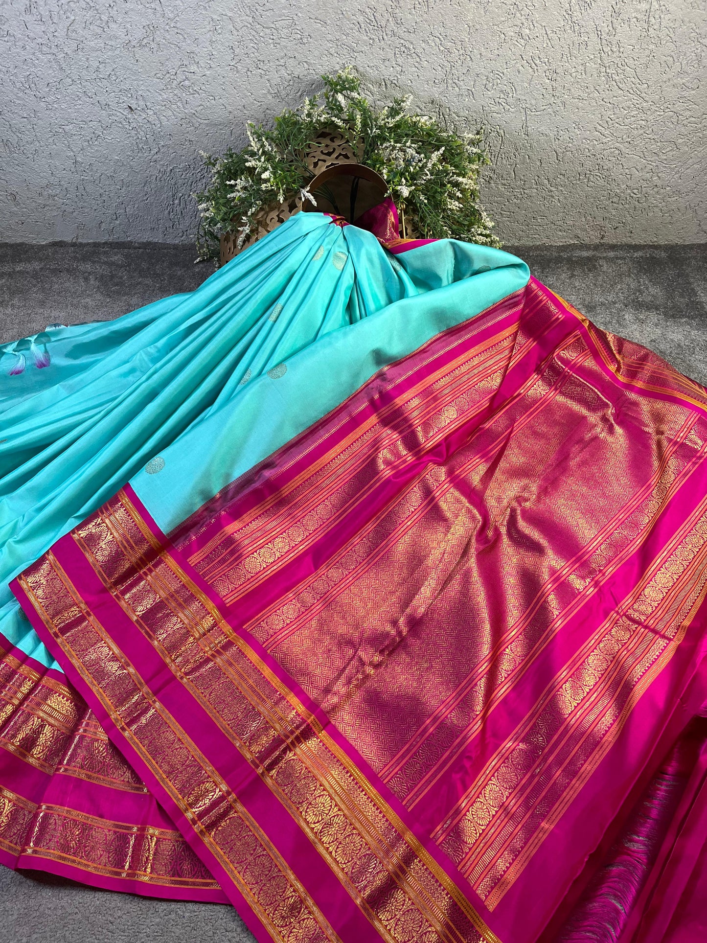 BLUE SILK PURE HANDLOOM KANJIVARM SAREE