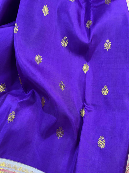 PURPLE SILK PURE HANDLOOM KANJIVARAM SAREE
