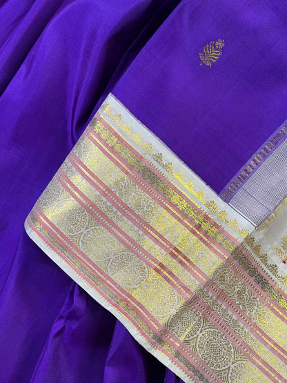PURPLE SILK PURE HANDLOOM KANJIVARAM SAREE