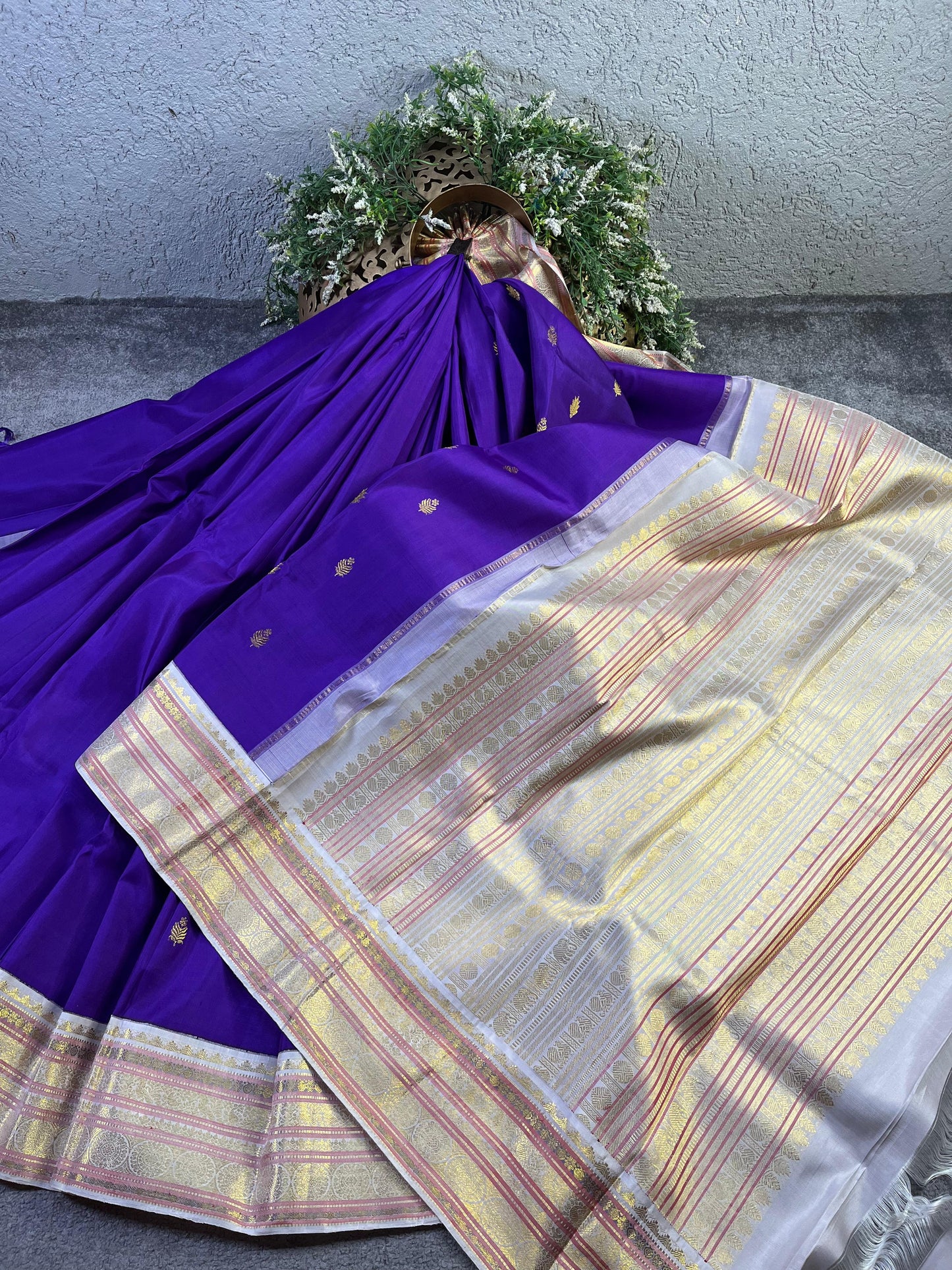 PURPLE SILK PURE HANDLOOM KANJIVARAM SAREE