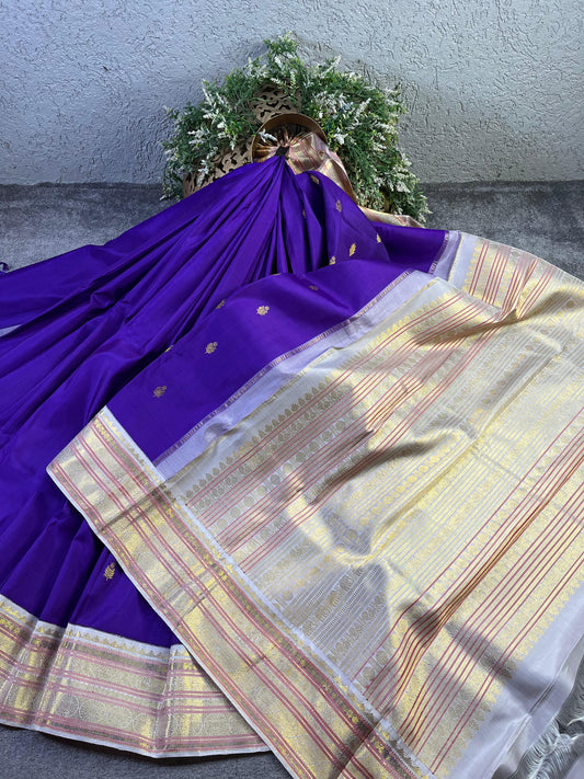 PURPLE SILK PURE HANDLOOM KANJIVARAM SAREE