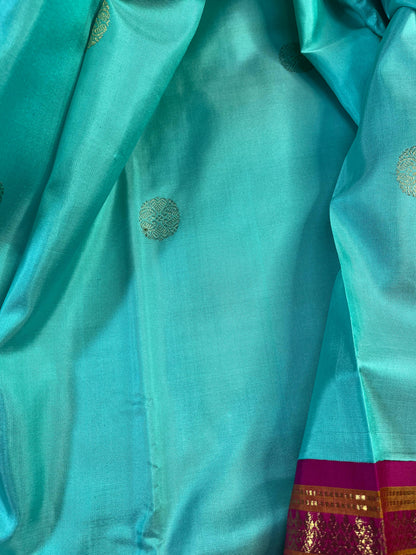 BLUE SILK PURE HANDLOOM KANJIVARM SAREE