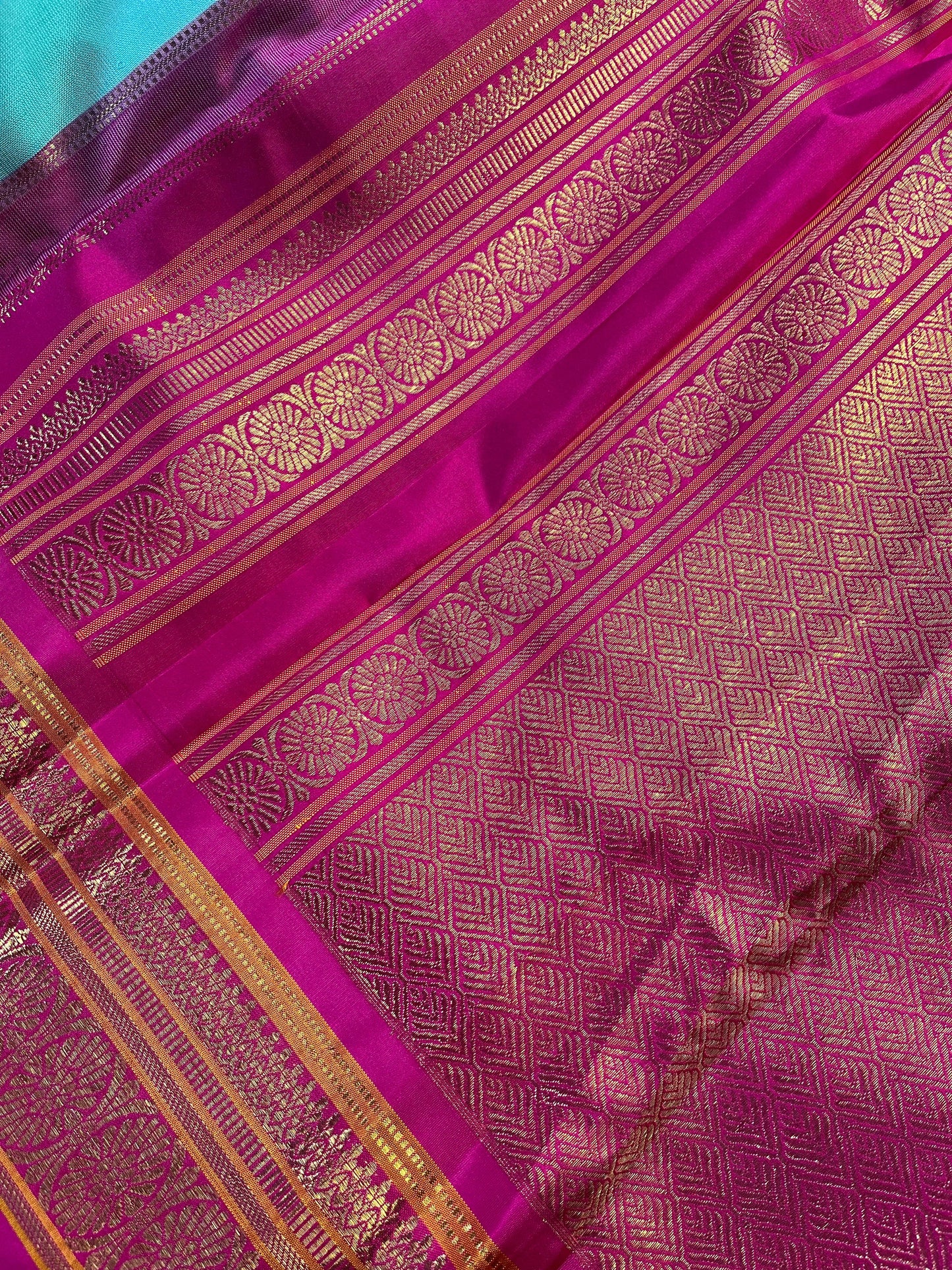 BLUE SILK PURE HANDLOOM KANJIVARM SAREE