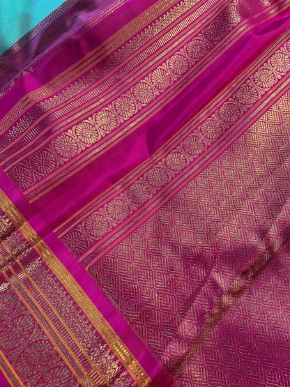 BLUE SILK PURE HANDLOOM KANJIVARM SAREE