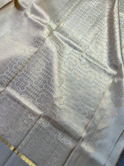 IVORY SILK PURE HANDLOOM KANJIVARAM SAREE