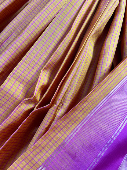 ORANGE SILK PURE HANDLOOM KANJIVARAM SAREE