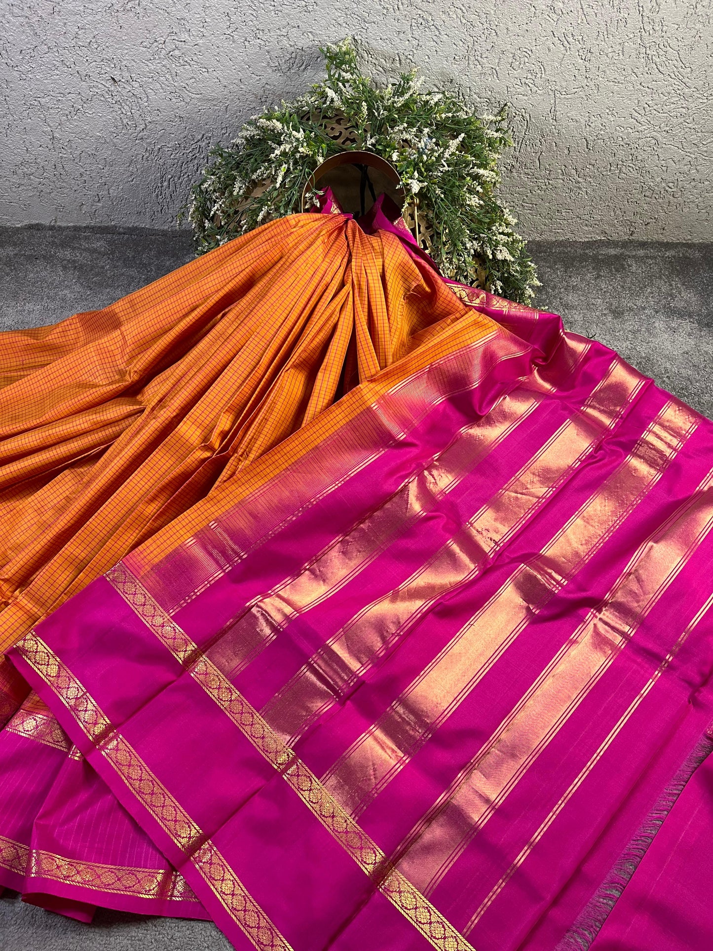 ORANGE SILK PURE HANDLOOM KANJIVARAM SAREE