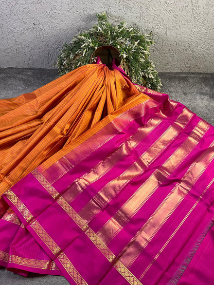 ORANGE SILK PURE HANDLOOM KANJIVARAM SAREE